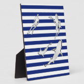 Chrome like Diver and Sharks on Nautical Stripes Fotoplatte (Seite)