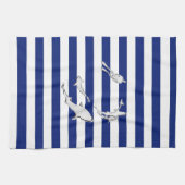 Chrome like Diver and Sharks on Nautical Stripes Geschirrtuch (Horizontal)