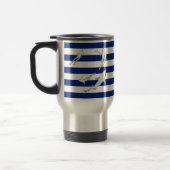 Chrome like Diver and Sharks on Nautical Stripes Reisebecher (Links)