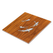 Chrome Like Diver mit Haie auf Teak Veneer Fliese (Seite)