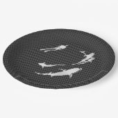 Chrome like Diver with Sharks on Carbon Fibre Pappteller (Schrägansicht)