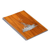 Chrome like Fishing Boat on Teak Wood Notizblock (Rechte Seite)
