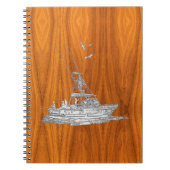 Chrome like Fishing Boat on Teak Wood Notizblock (Vorderseite)