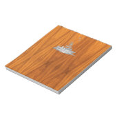 Chrome like Fishing Boat on Teak Wood Notizblock (Rotiert)