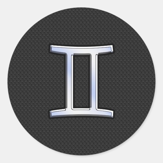 Chrome like Gemini Zodiac Sign Runder Aufkleber (Vorderseite)