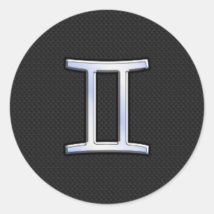 Chrome like Gemini Zodiac Sign Runder Aufkleber