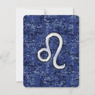 Chrome Like Leo Sign on Navy Blue Digital Camo