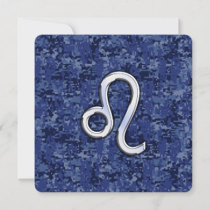 Chrome Like Leo Sign on Navy Blue Digital Camo