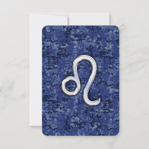 Chrome Like Leo Sign on Navy Blue Digital Camo