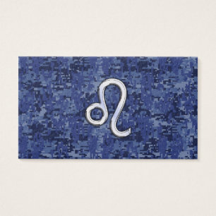 Chrome Like Leo Sign on Navy Blue Digital Camo