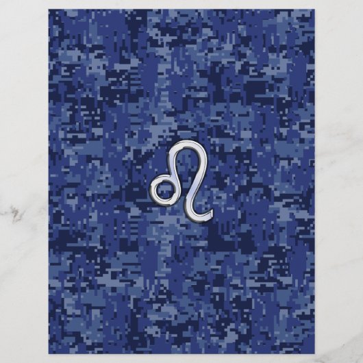 Chrome Like Leo Sign on Navy Blue Digital Camo (Vorderseite)