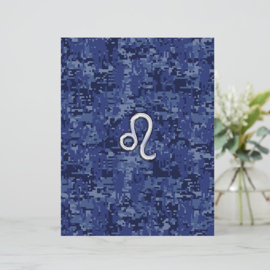 Chrome Like Leo Sign on Navy Blue Digital Camo (Stehend Vorderseite)