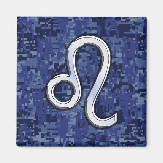 Chrome Like Leo Sign on Navy Blue Digital Camo Magnet (Vorne)