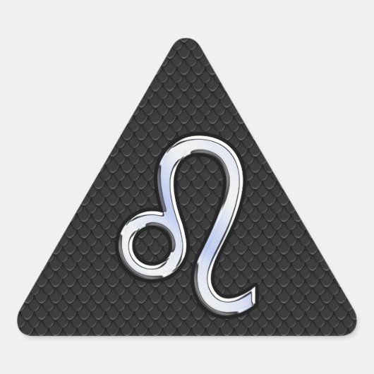 Chrome Like Leo Zodiac Sign auf Schlangenhaut Dreieckiger Aufkleber (Vorderseite)