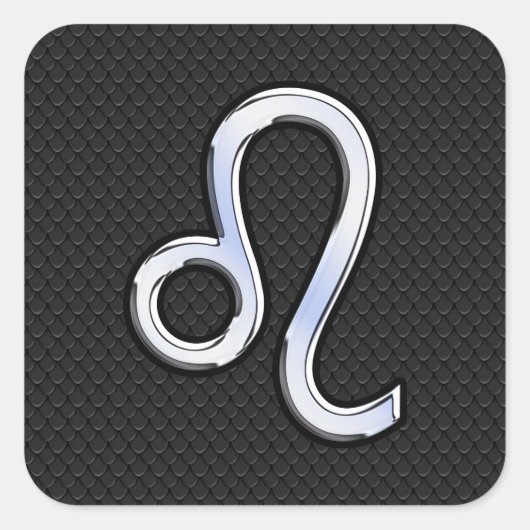 Chrome Like Leo Zodiac Sign auf Schlangenhaut Quadratischer Aufkleber (Vorderseite)