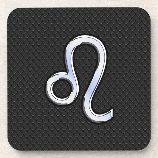 Chrome Like Leo Zodiac Sign auf Schlangenhaut Untersetzer (Vorderseite)