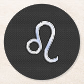 Chrome Like Leo Zodiac Symbol auf Schlangenhaut Runder Pappuntersetzer (Vorderseite)
