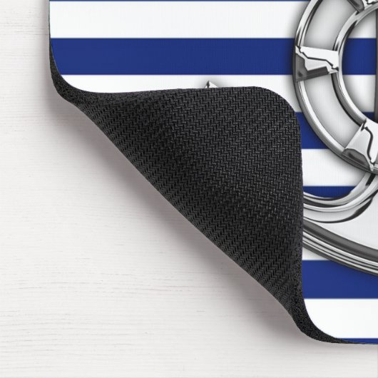 Chrome Like Lifesaver auf Navy Strips Mousepad (Ecke)