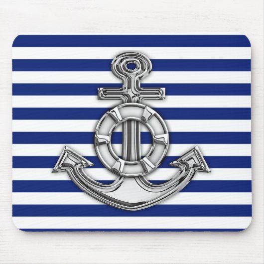 Chrome Like Lifesaver auf Navy Strips Mousepad (Vorne)