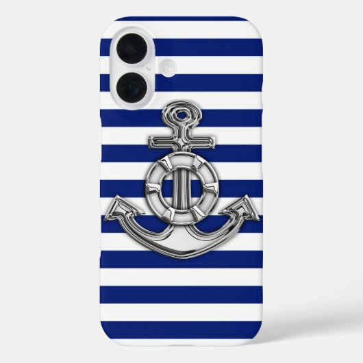 Chrome like Lifesaver on Nautical Stripes Decke Case-Mate iPhone Hülle (Rückseite)