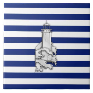 Chrome Like Lighthouse auf Nautical Stripes Fliese