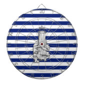 Chrome Like Lighthouse on Nautical Stripes Dartscheibe (vorne)