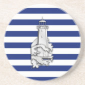 Chrome Like Lighthouse on Nautical Stripes Sandstein Untersetzer (Vorne)