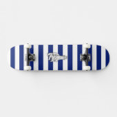 Chrome Like Lighthouse on Nautical Stripes Skateboard (Horizontal)