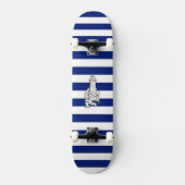 Chrome Like Lighthouse on Nautical Stripes Skateboard (Vorderseite)
