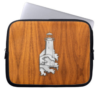 Chrome Like Lighthouse on Teak Wood Laptopschutzhülle