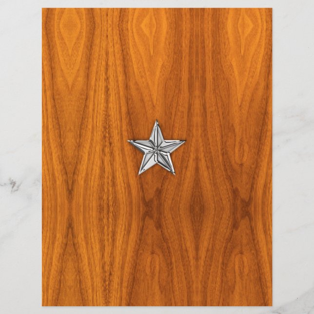 Chrome Like Nautical Star auf Teak Veneer (Vorderseite)