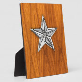 Chrome Like Nautical Star auf Teak Veneer Fotoplatte (Seite)