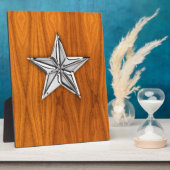 Chrome Like Nautical Star auf Teak Veneer Fotoplatte (Seite)