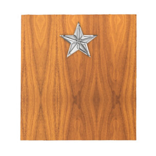 Chrome Like Nautical Star auf Teak Veneer Notizblock