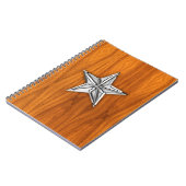 Chrome Like Nautical Star auf Teak Veneer Notizblock (Linke Seite)