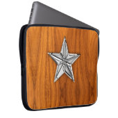 Chrome like Nautical Star on Teak Decor Laptopschutzhülle (Vorne Rechts)