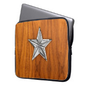 Chrome like Nautical Star on Teak Decor Laptopschutzhülle (Vorderseite Links)