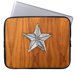 Chrome like Nautical Star on Teak Decor Laptopschutzhülle