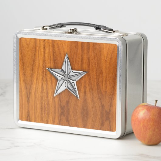 Chrome like Nautical Star on Teak Decor Metall Brotdose (Beispiel)