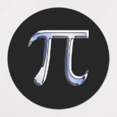Chrome like Pi Symbol Print Etiketten (Design 1)