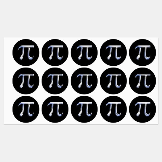 Chrome like Pi Symbol Print Etiketten (Blatt)