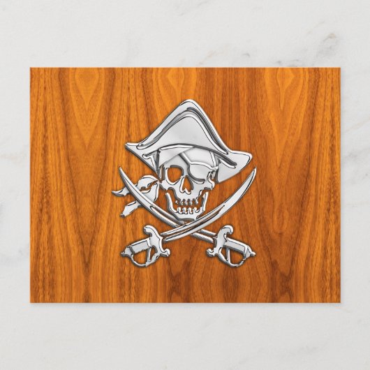 Chrome Like Pirate auf Teak Veneer Postkarte (Vorderseite)