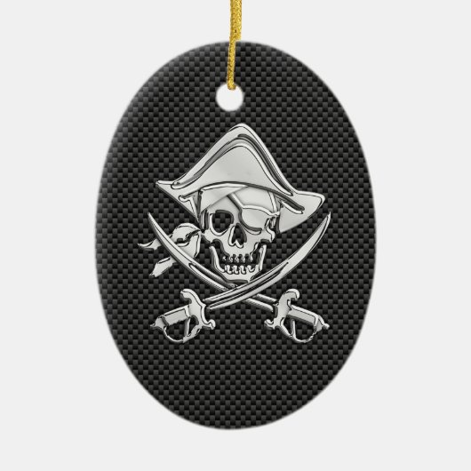 Chrome like Pirate on Black Carbon Fibre Keramikornament (Vorne)