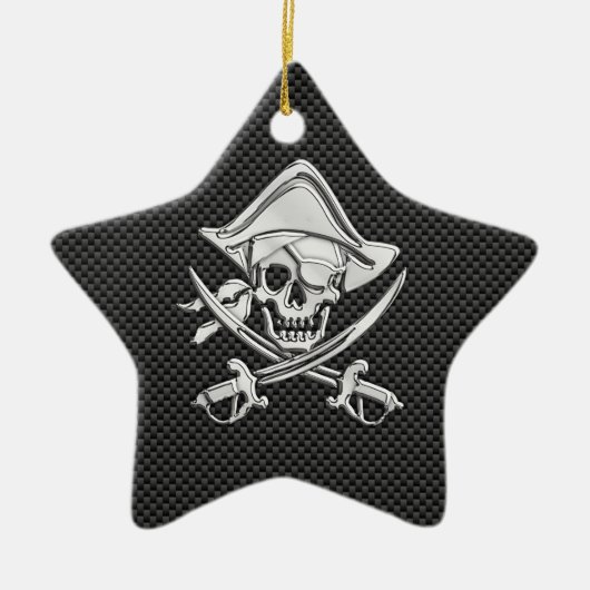 Chrome like Pirate on Black Carbon Fibre Keramikornament (Vorne)
