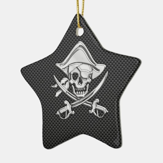 Chrome like Pirate on Black Carbon Fibre Keramikornament (Links)