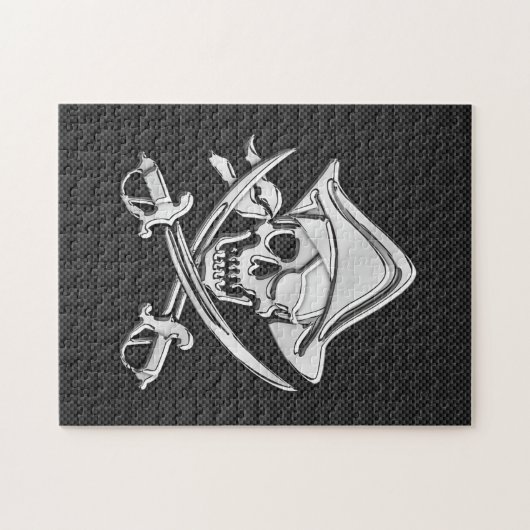 Chrome like Pirate on Black Carbon Fibre Puzzle (Horizontal)