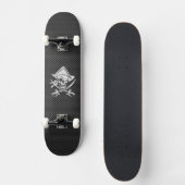 Chrome like Pirate on Black Carbon Fibre Skateboard (Vorderseite)