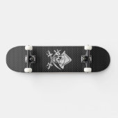 Chrome like Pirate on Black Carbon Fibre Skateboard (Horizontal)