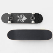 Chrome like Pirate on Black Carbon Fibre Skateboard (Horizontal)