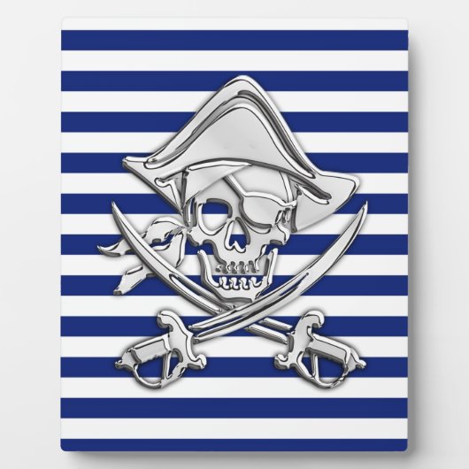 Chrome like Pirate on Navy Stripes Fotoplatte (Vorderseite)